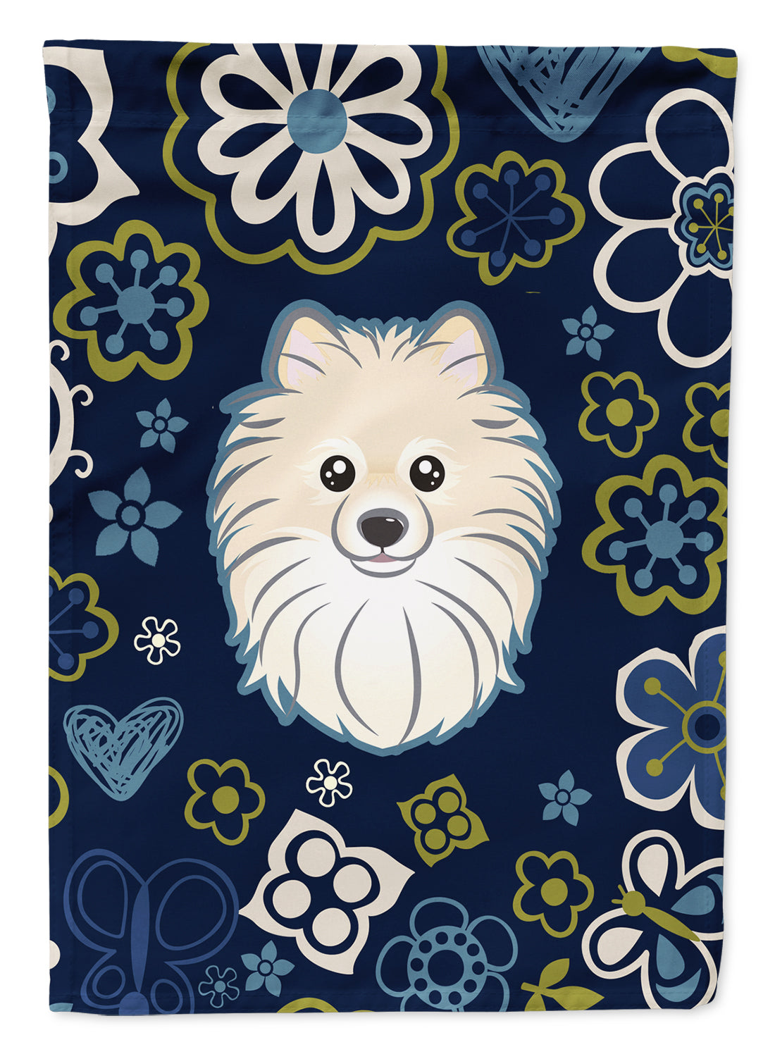 Blue Flowers Pomeranian Flag Garden Size BB5058GF  the-store.com.