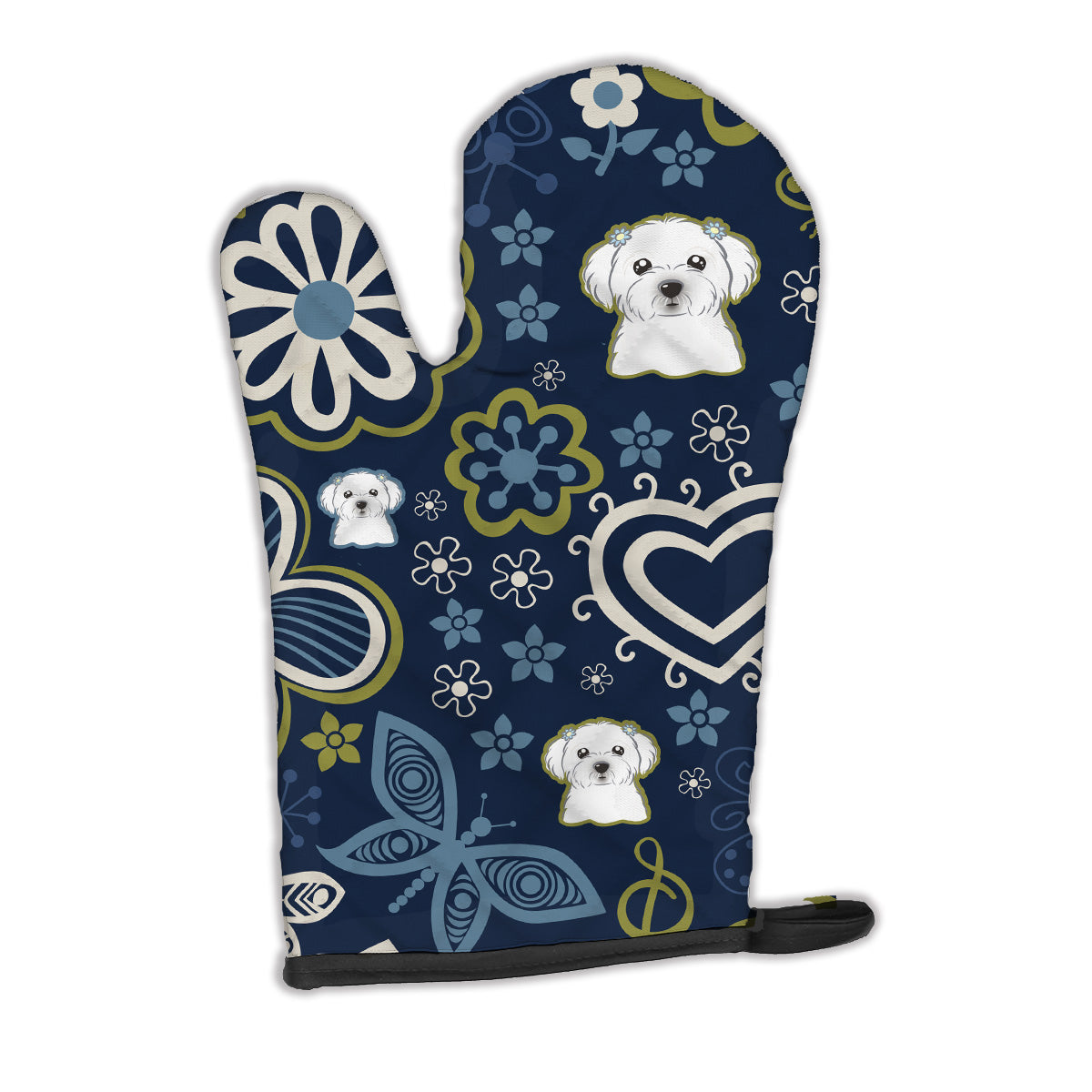 Blue Flowers Maltese Oven Mitt BB5059OVMT  the-store.com.