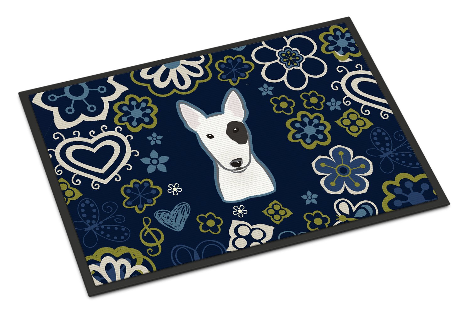 Blue Flowers Bull Terrier Indoor or Outdoor Mat 24x36 BB5060JMAT by Caroline's Treasures