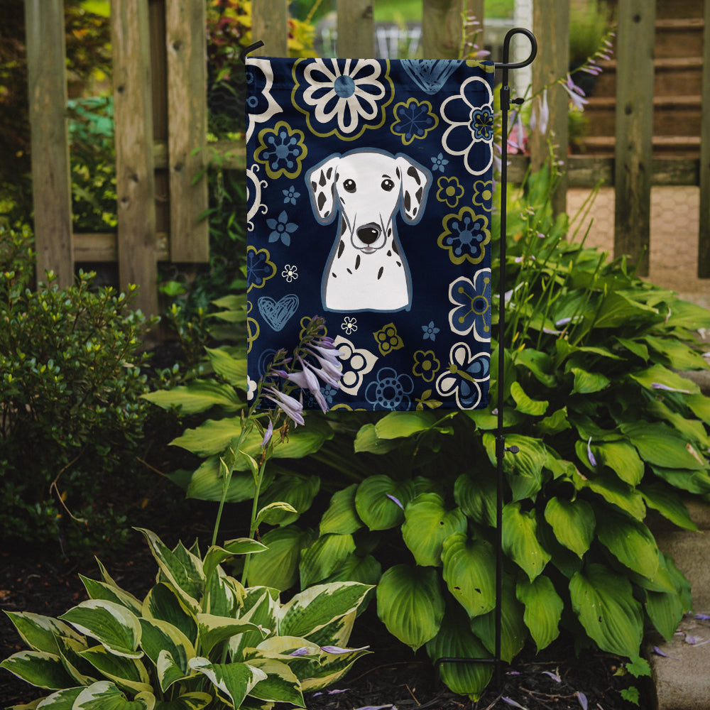 Blue Flowers Dalmatian Flag Garden Size  the-store.com.