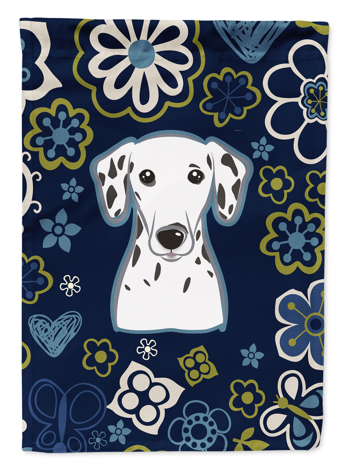 Blue Flowers Dalmatian Flag Garden Size  the-store.com.