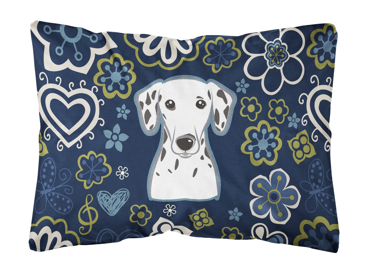 Blue Flowers Dalmatian Canvas Fabric Decorative Pillow BB5061PW1216 by Caroline's Treasures