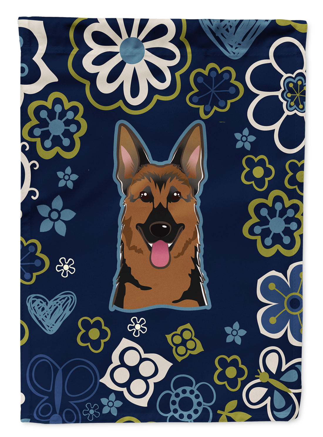 Blue Flowers German Shepherd Flag Garden Size BB5062GF  the-store.com.