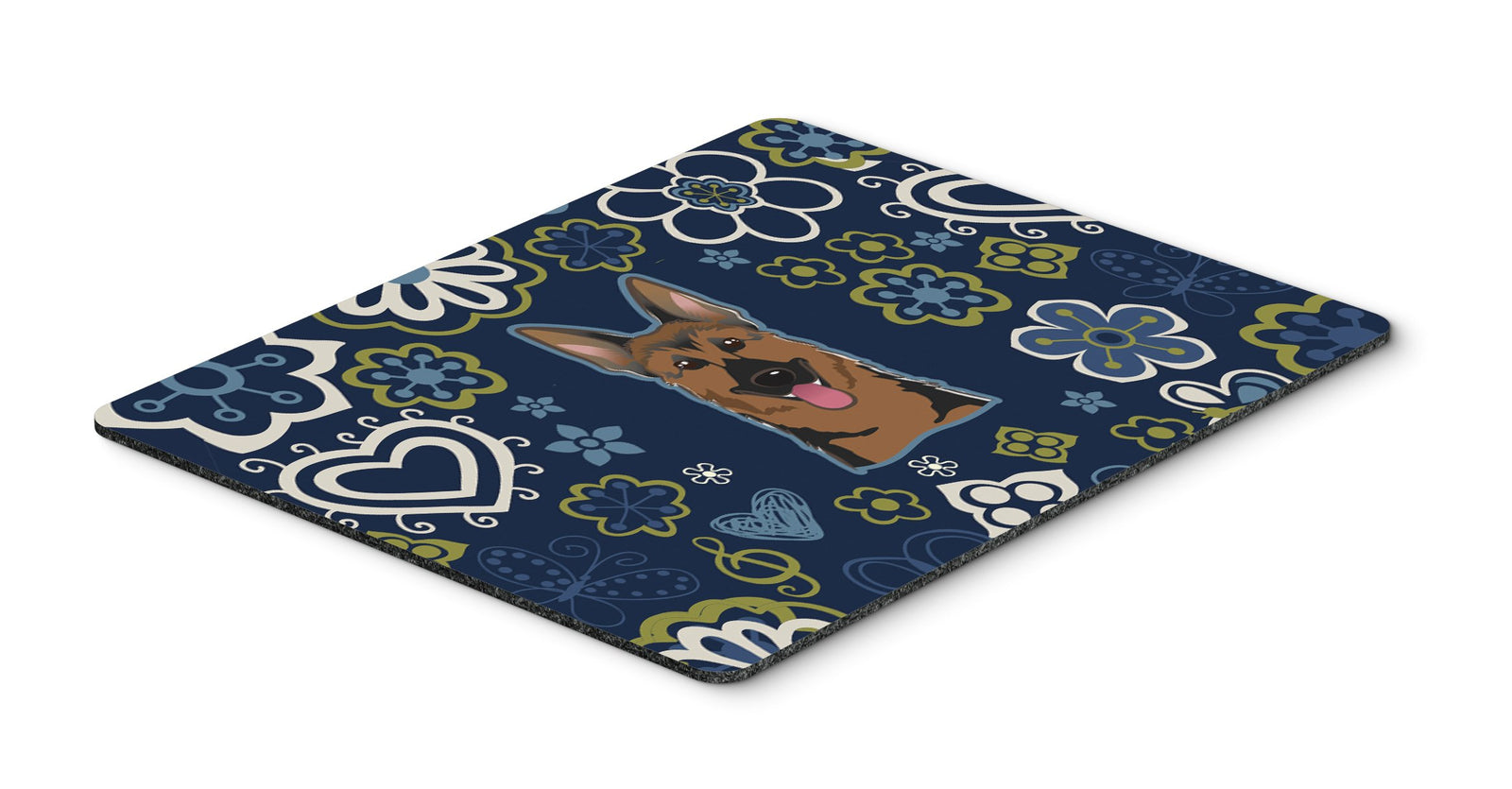 Blue Flowers German Shepherd Mouse Pad, Hot Pad or Trivet BB5062MP by Caroline's Treasures