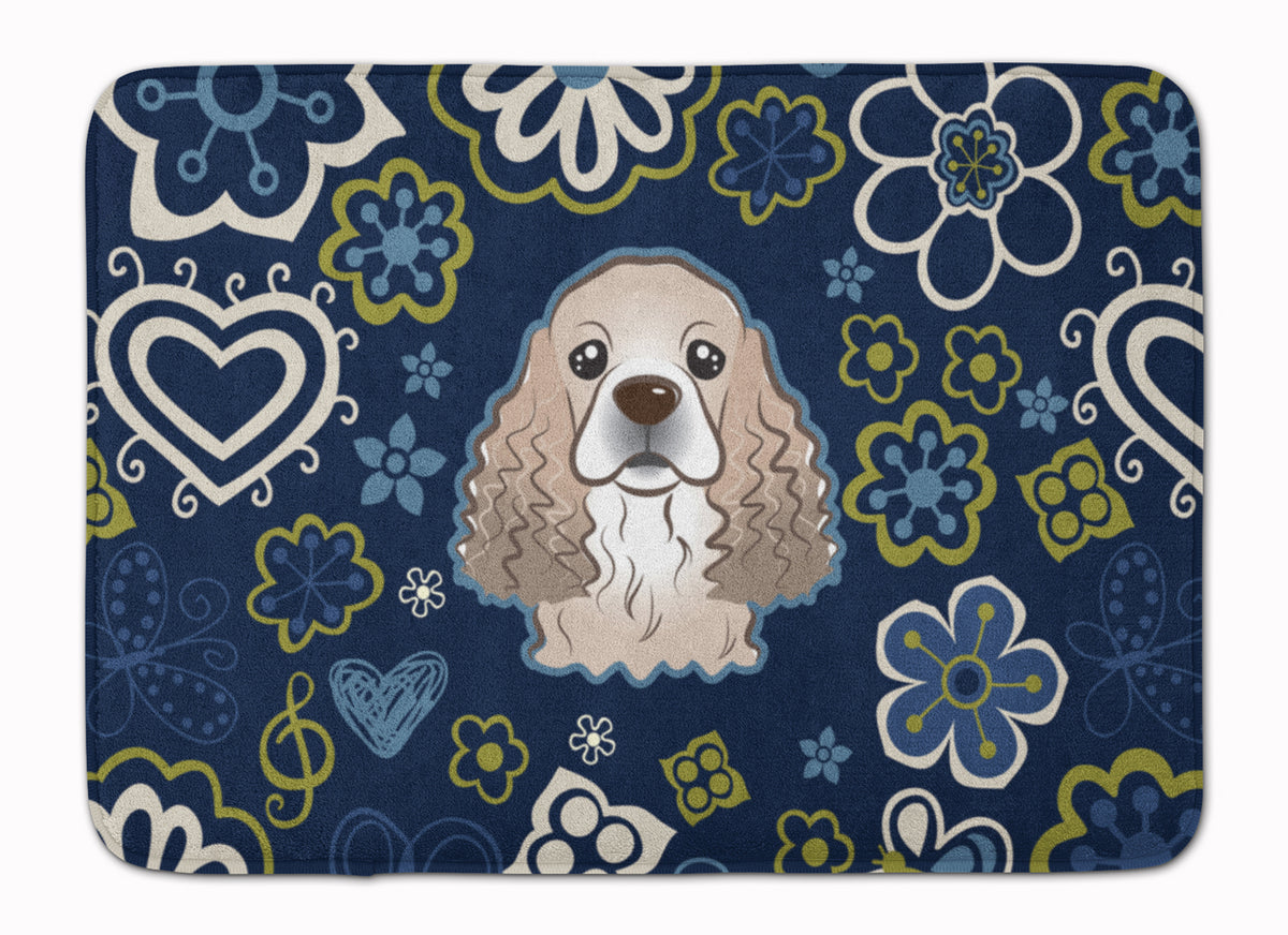 Blue Flowers Cocker Spaniel Machine Washable Memory Foam Mat BB5067RUG - the-store.com