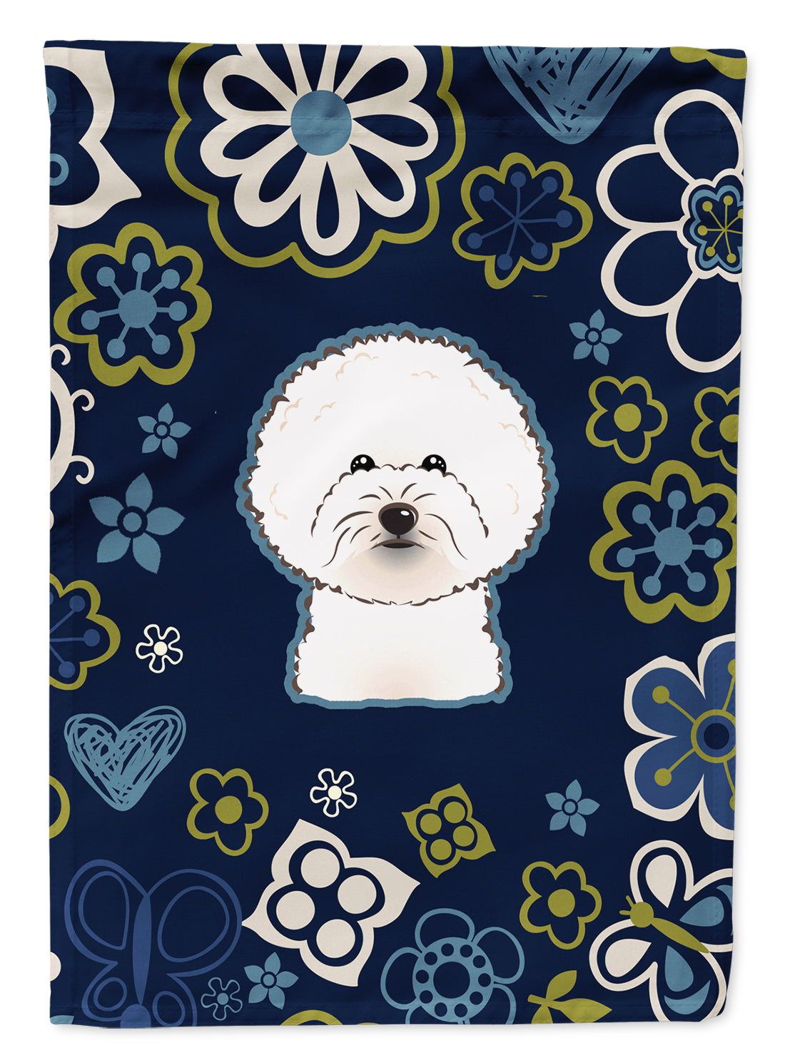 Blue Flowers Bichon Frise Flag Garden Size BB5068GF  the-store.com.