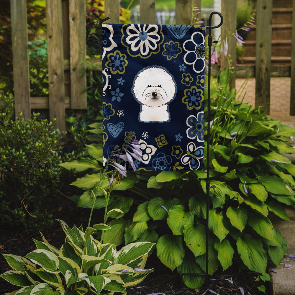 Blue Flowers Bichon Frise Flag Garden Size BB5068GF  the-store.com.