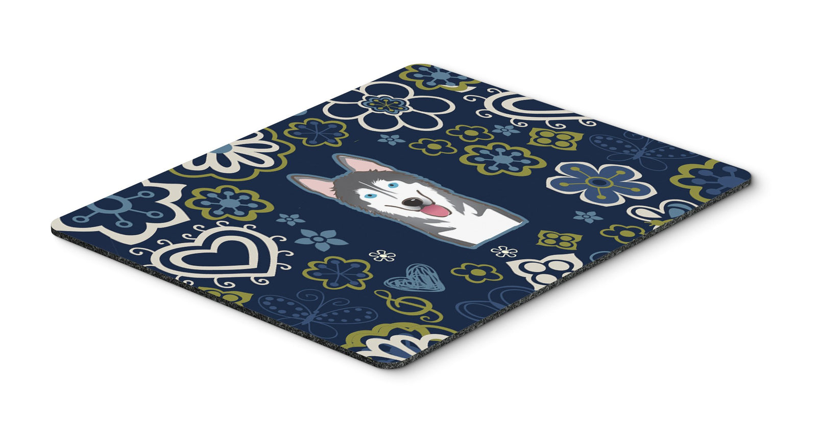 Blue Flowers Alaskan Malamute Mouse Pad, Hot Pad or Trivet BB5069MP by Caroline's Treasures