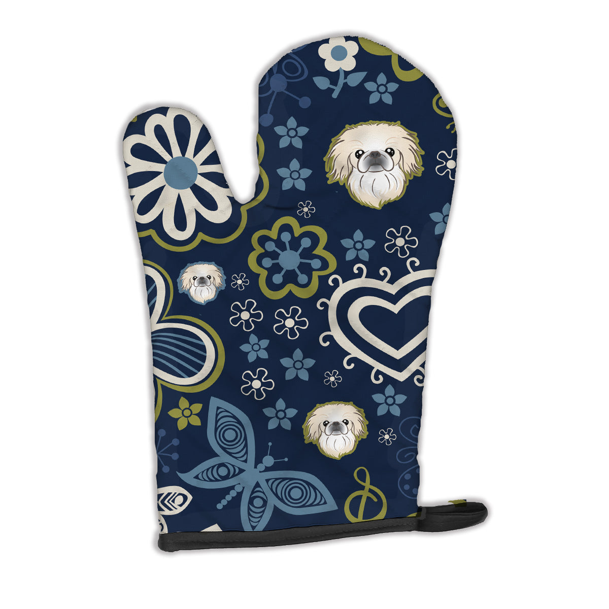 Blue Flowers Pekingese Oven Mitt BB5072OVMT  the-store.com.