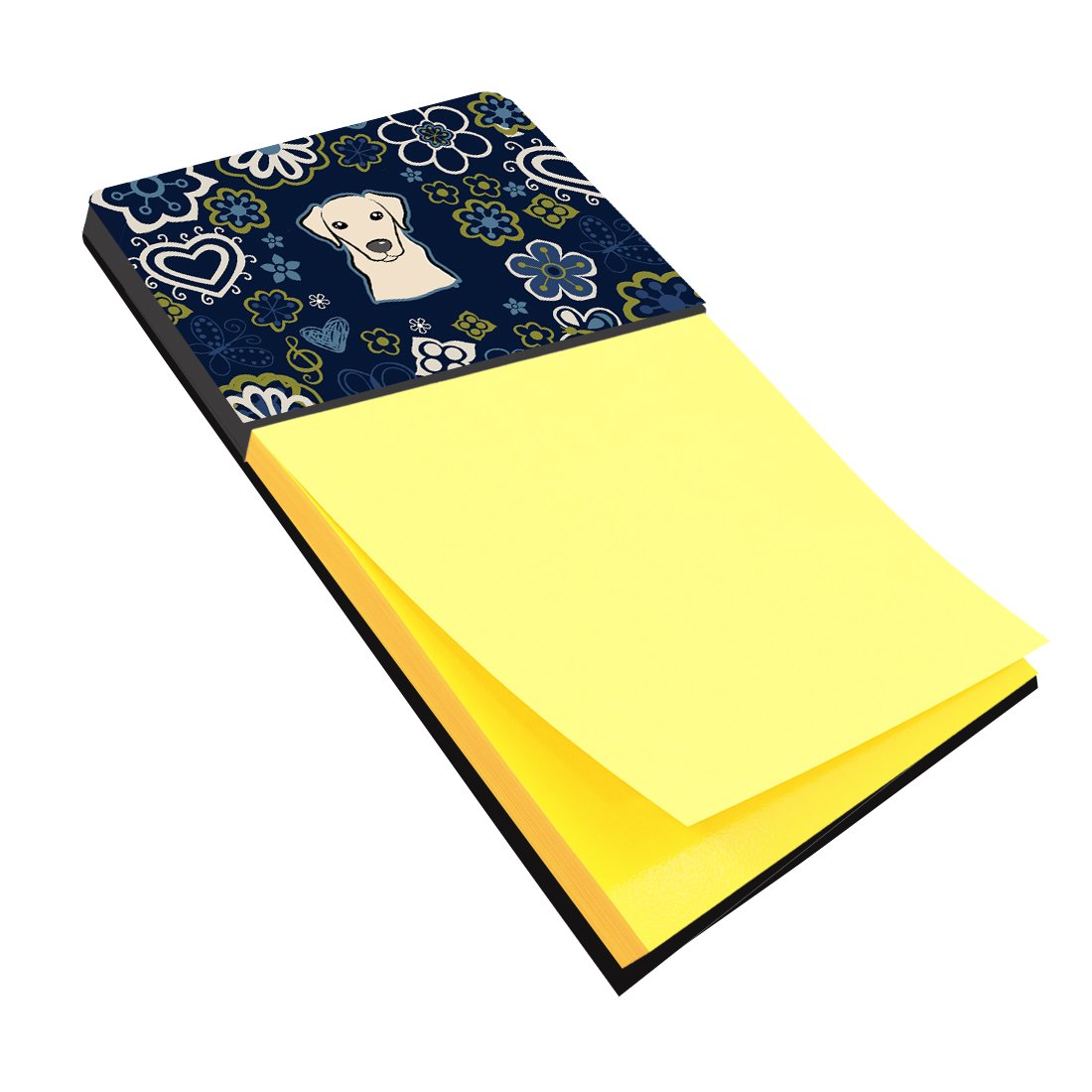 Blue Flowers Yellow Labrador Sticky Note Holder BB5073SN by Caroline's Treasures