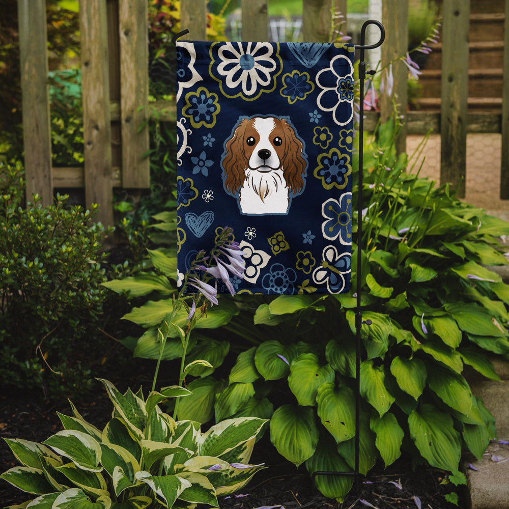 Blue Flowers Cavalier Spaniel Flag Garden Size BB5075GF  the-store.com.