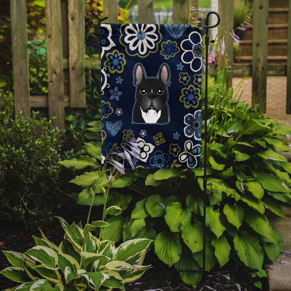 Blue Flowers French Bulldog Flag Garden Size BB5078GF  the-store.com.