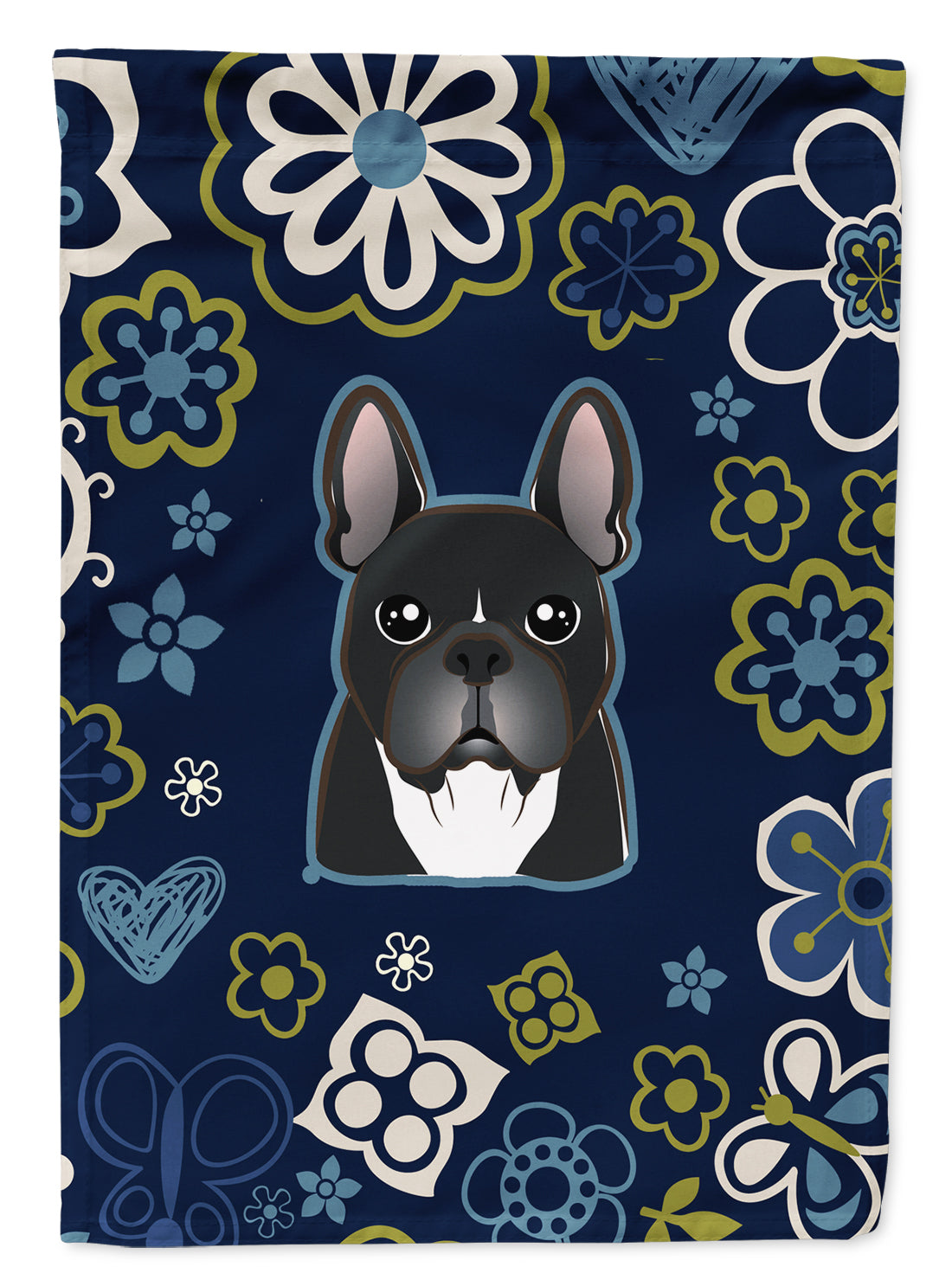 Blue Flowers French Bulldog Flag Garden Size BB5078GF  the-store.com.