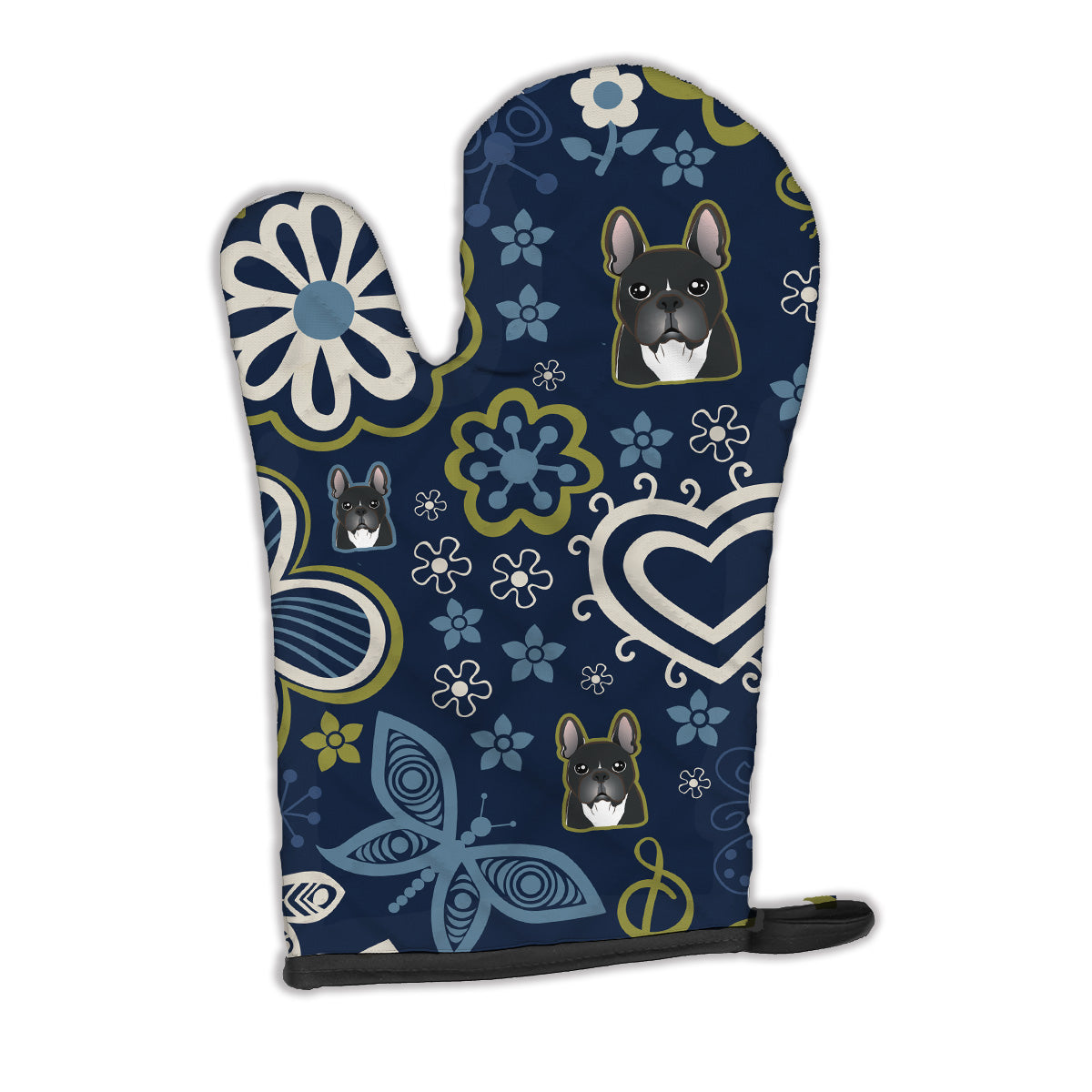 Blue Flowers French Bulldog Oven Mitt BB5078OVMT  the-store.com.