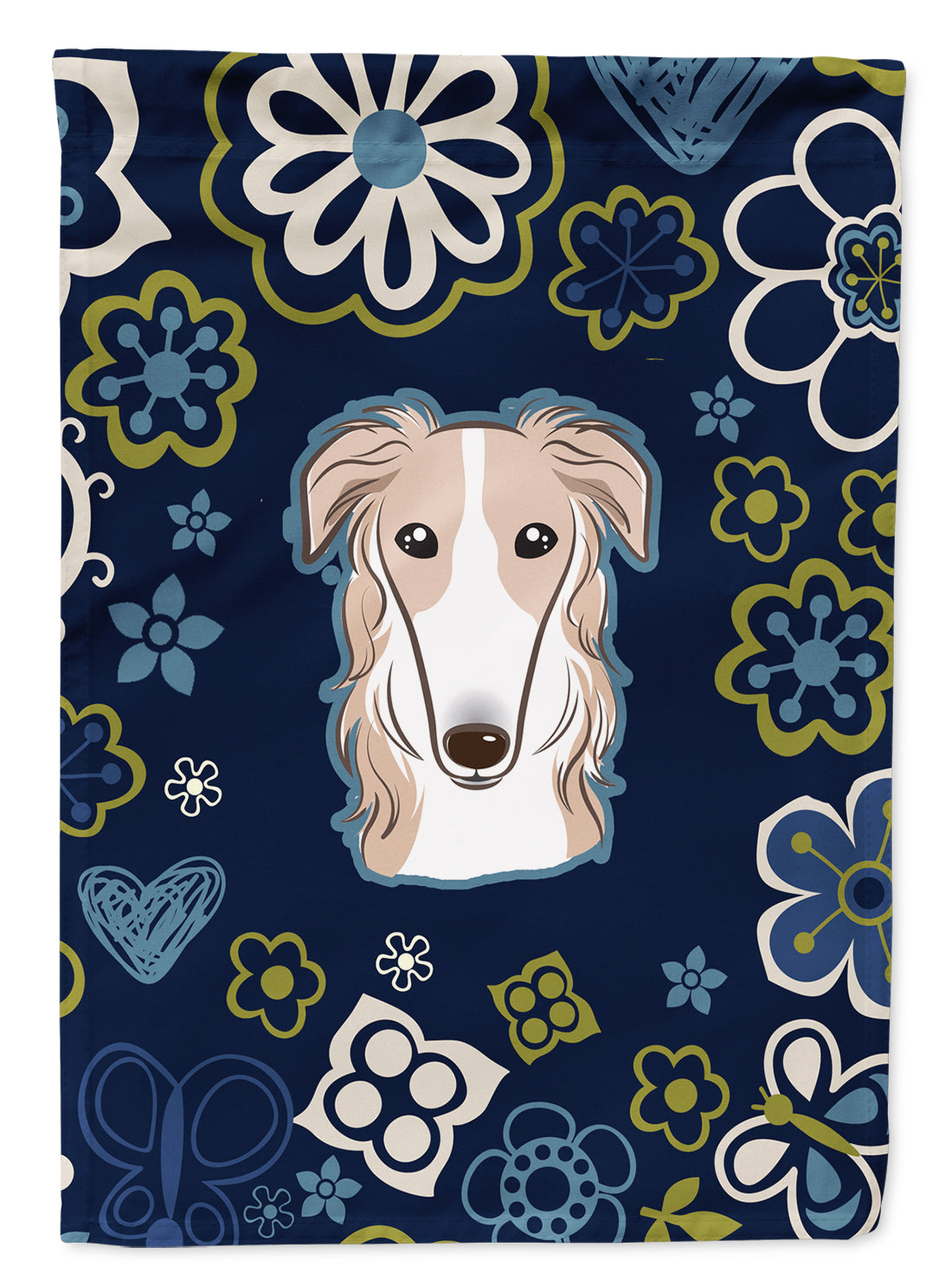 Blue Flowers Borzoi Flag Garden Size BB5079GF  the-store.com.