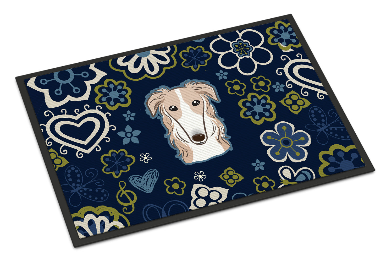 Blue Flowers Borzoi Indoor or Outdoor Mat 18x27 BB5079MAT - the-store.com