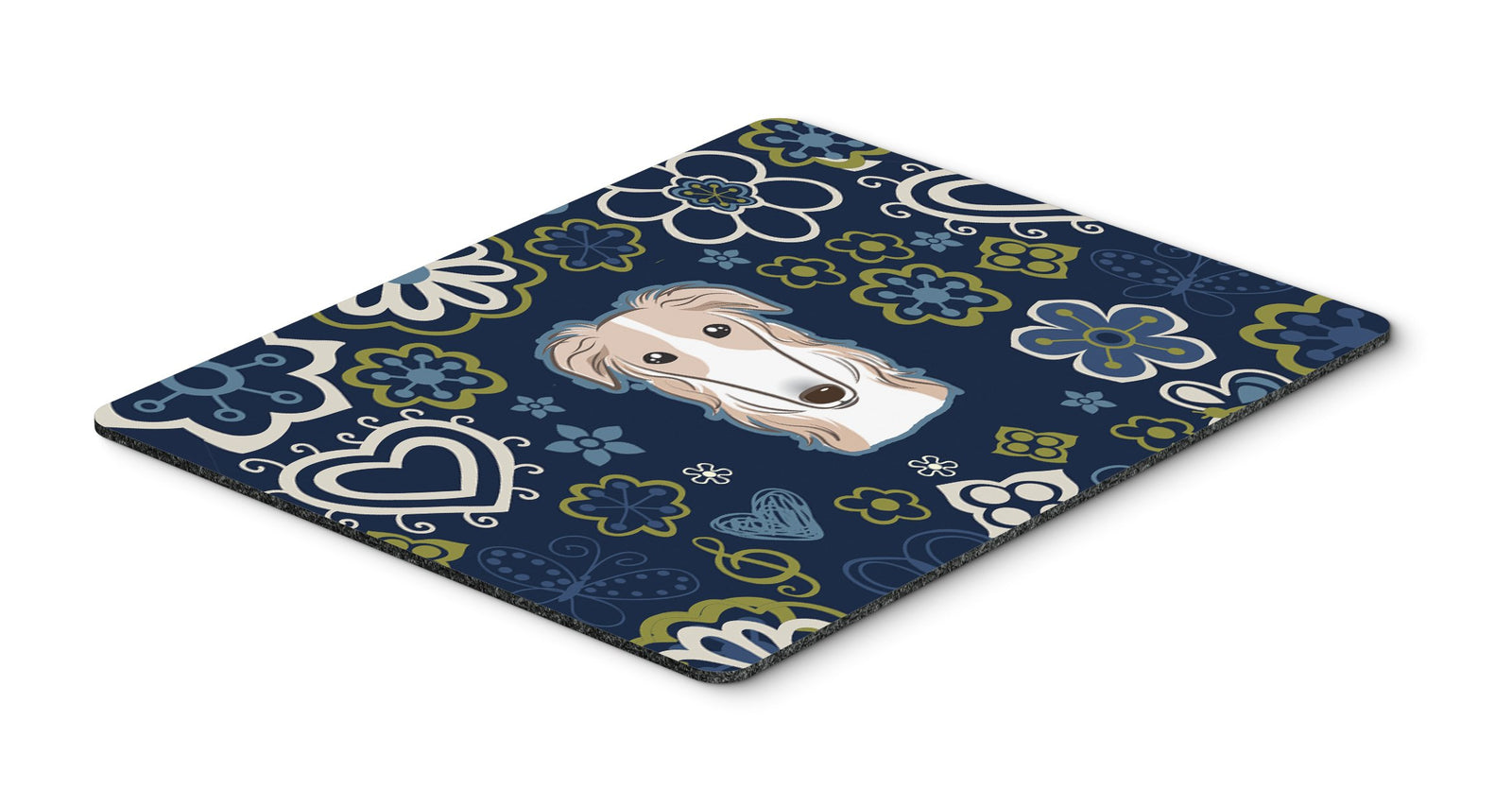 Blue Flowers Borzoi Mouse Pad, Hot Pad or Trivet BB5079MP by Caroline's Treasures