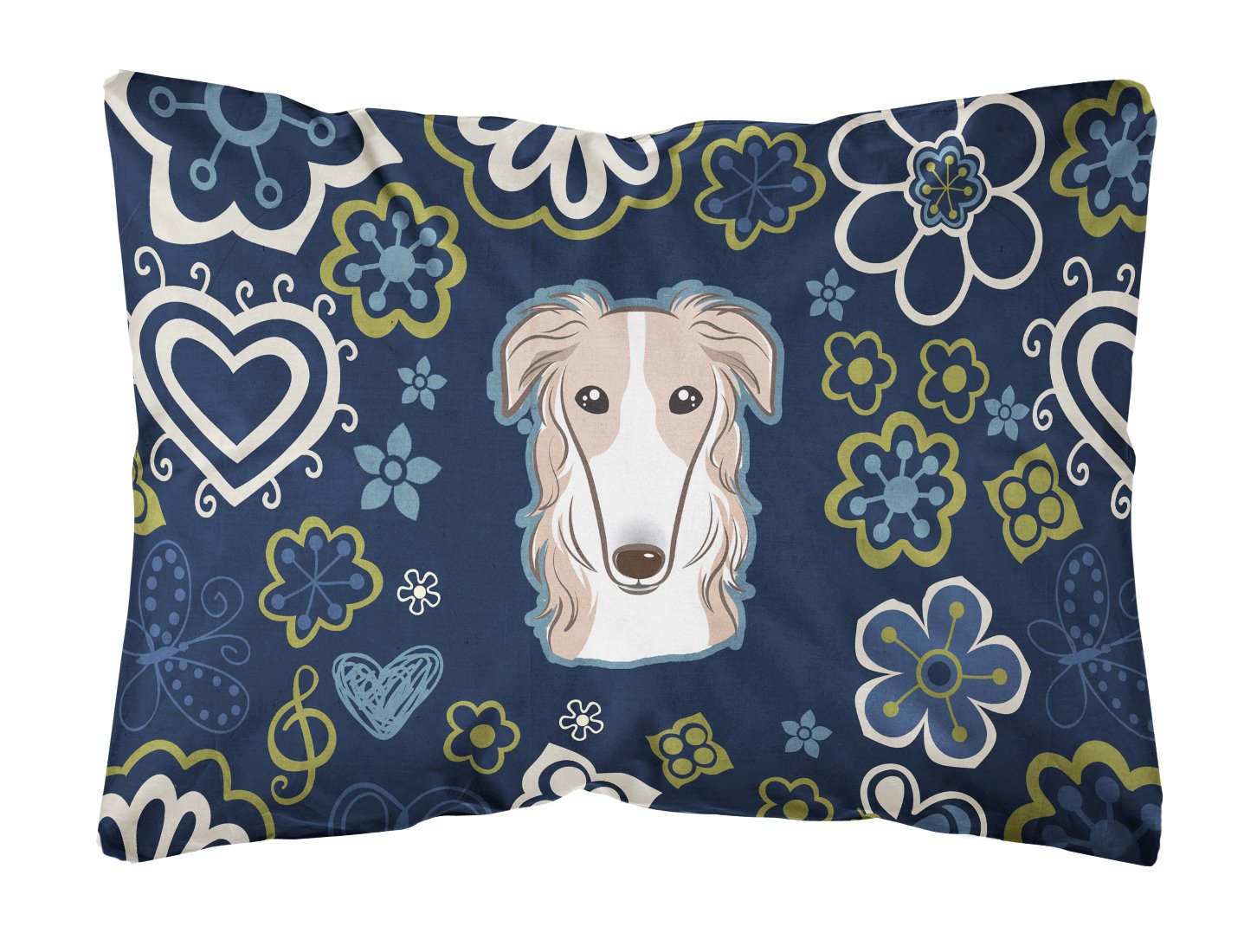 Blue Flowers Borzoi Canvas Fabric Decorative Pillow BB5079PW1216 by Caroline's Treasures