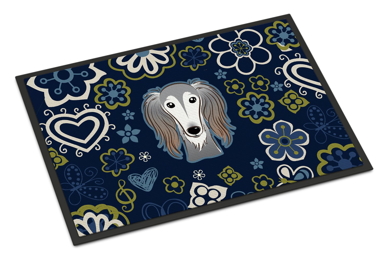 Blue Flowers Saluki Indoor or Outdoor Mat 24x36 BB5080JMAT by Caroline's Treasures