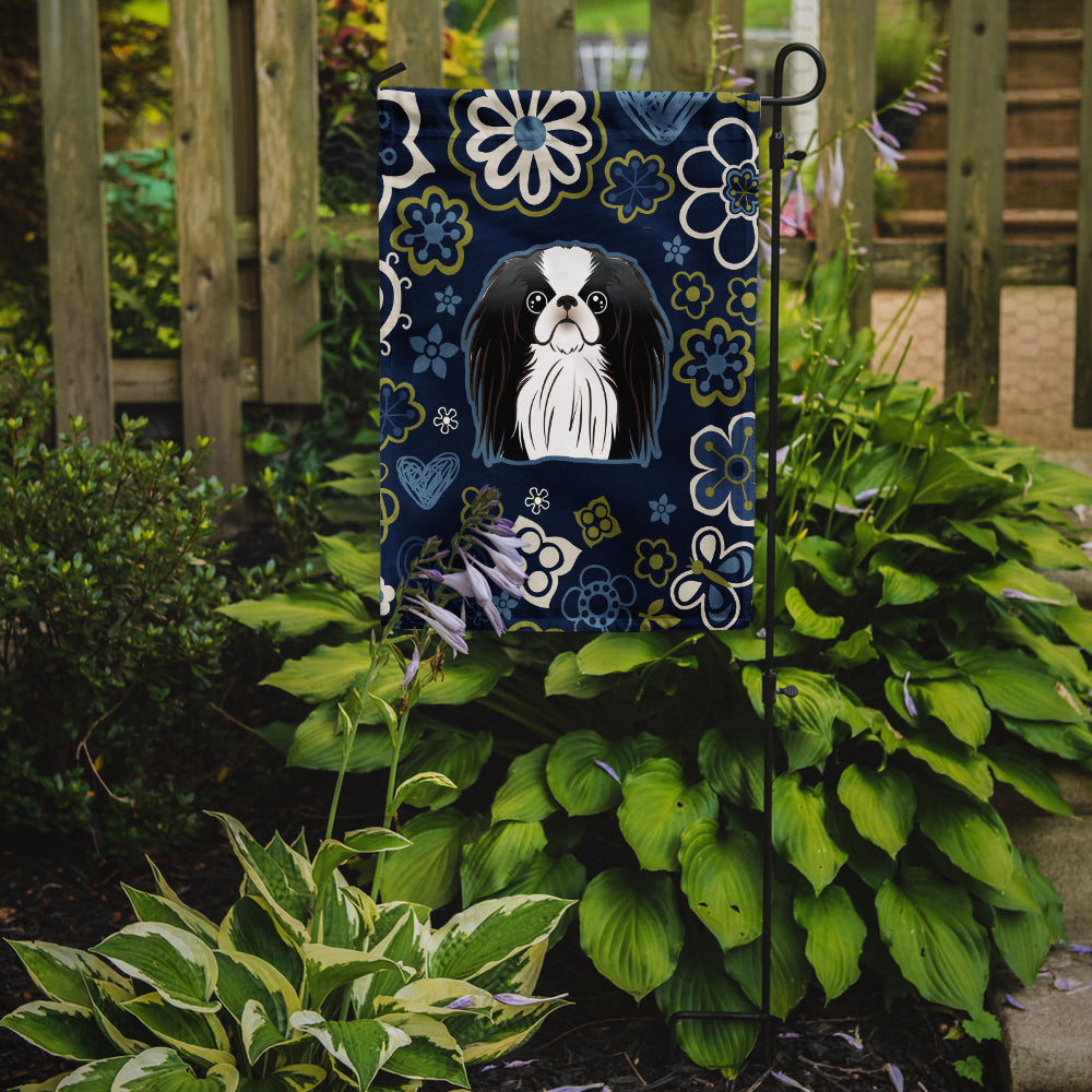 Blue Flowers Japanese Chin Flag Garden Size  the-store.com.