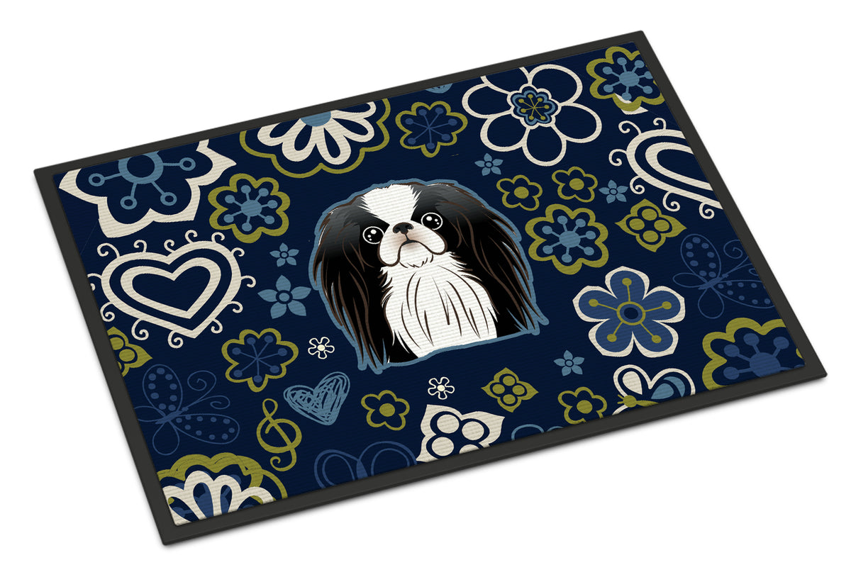 Blue Flowers Japanese Chin Indoor or Outdoor Mat 18x27 BB5081MAT - the-store.com