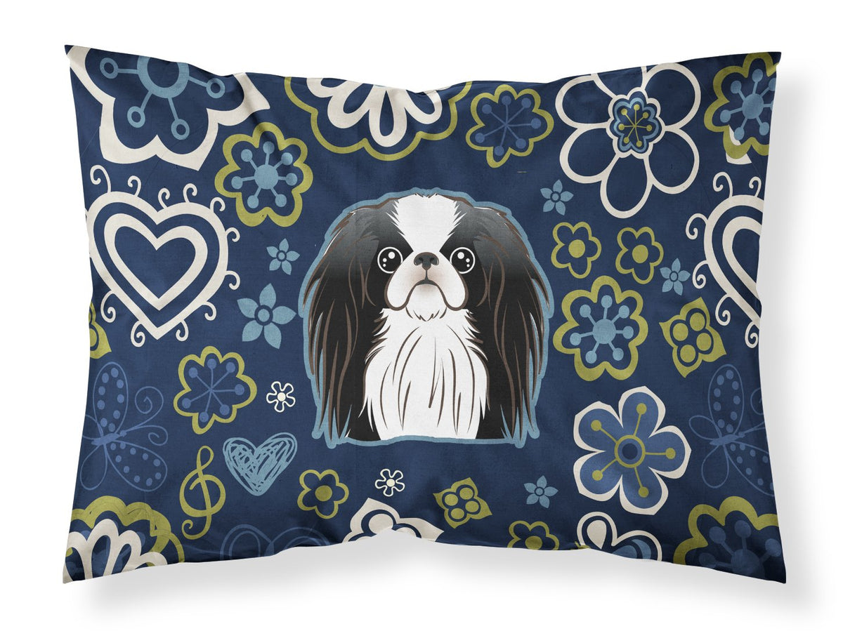 Blue Flowers Japanese Chin Fabric Standard Pillowcase BB5081PILLOWCASE by Caroline&#39;s Treasures