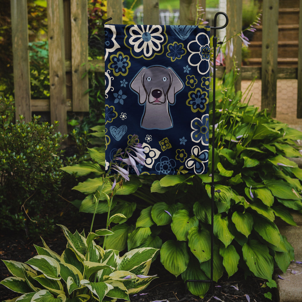 Blue Flowers Weimaraner Flag Garden Size BB5082GF  the-store.com.