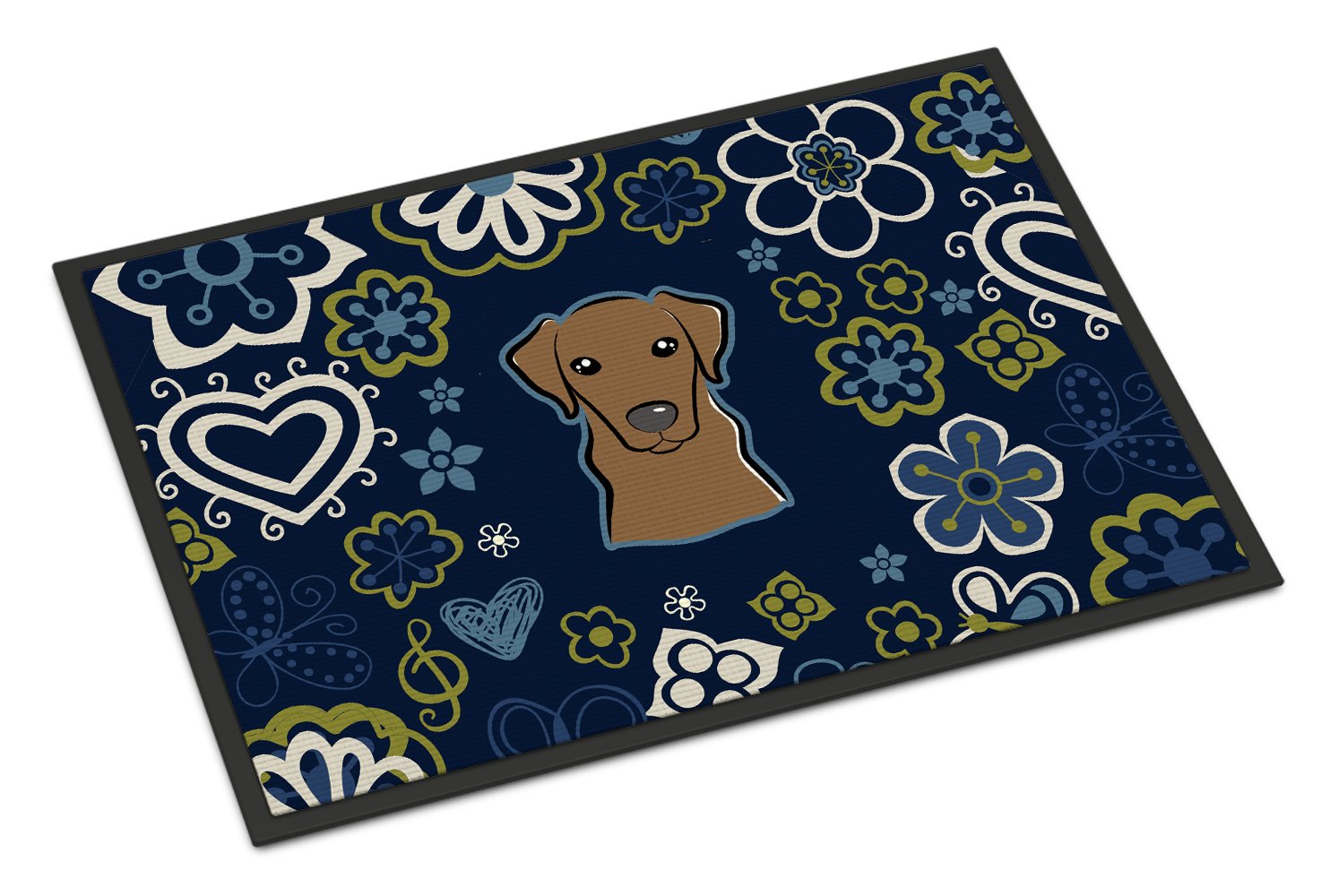 Blue Flowers Chocolate Labrador Indoor or Outdoor Mat 24x36 BB5085JMAT by Caroline's Treasures