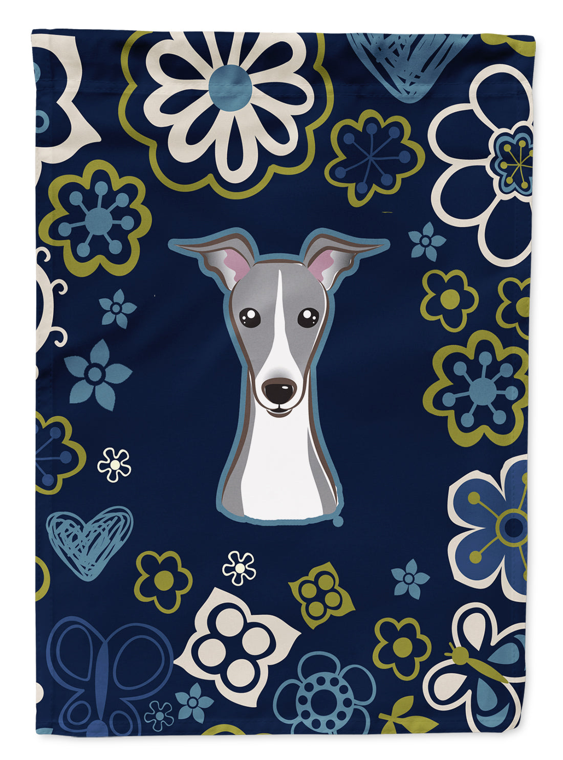 Blue Flowers Italian Greyhound Flag Garden Size BB5087GF  the-store.com.