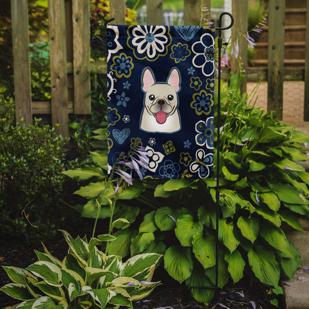 Blue Flowers French Bulldog Flag Garden Size  the-store.com.