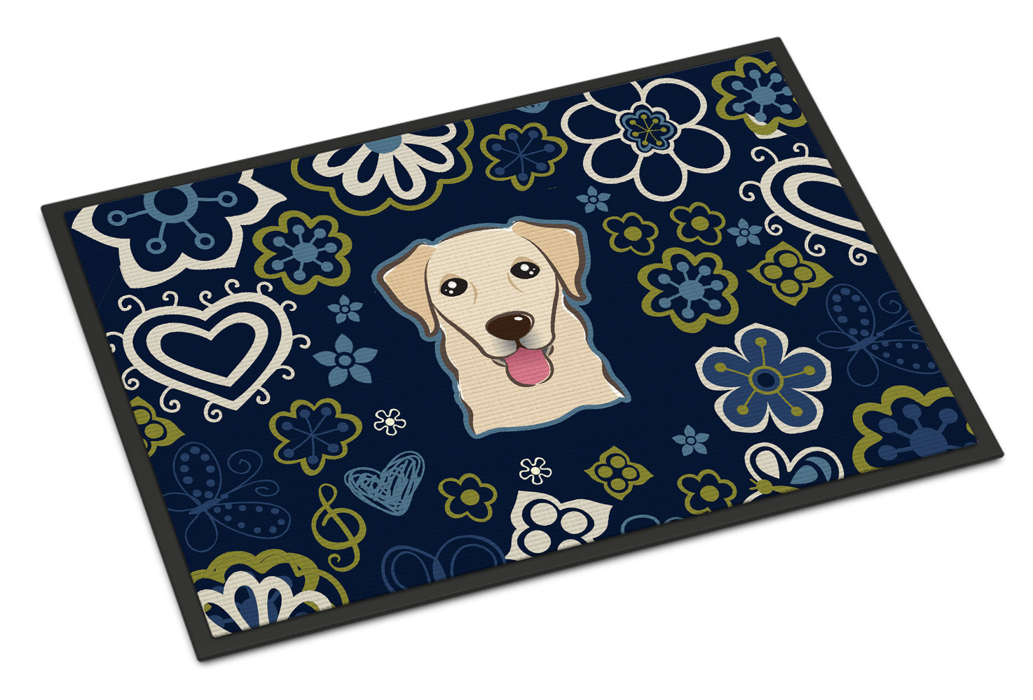 Blue Flowers Golden Retriever Indoor or Outdoor Mat 18x27 BB5103MAT - the-store.com