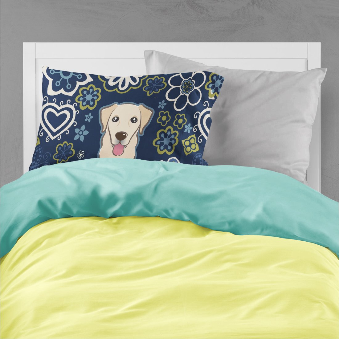 Blue Flowers Golden Retriever Fabric Standard Pillowcase BB5103PILLOWCASE by Caroline's Treasures