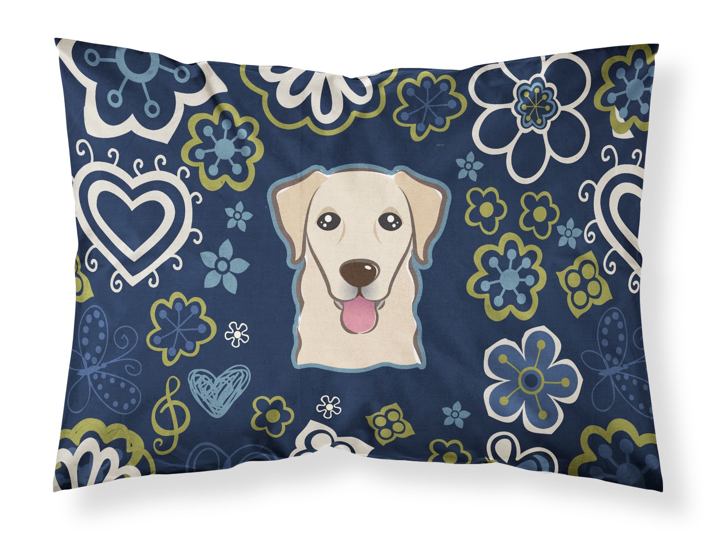 Blue Flowers Golden Retriever Fabric Standard Pillowcase BB5103PILLOWCASE by Caroline's Treasures