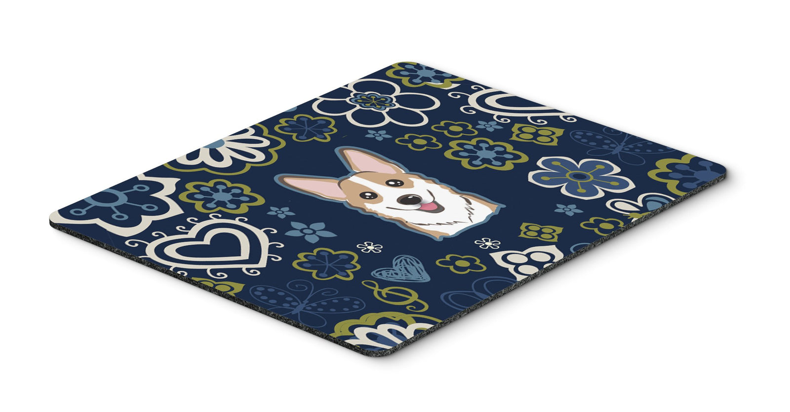 Blue Flowers Sable Corgi Mouse Pad, Hot Pad or Trivet BB5104MP by Caroline's Treasures