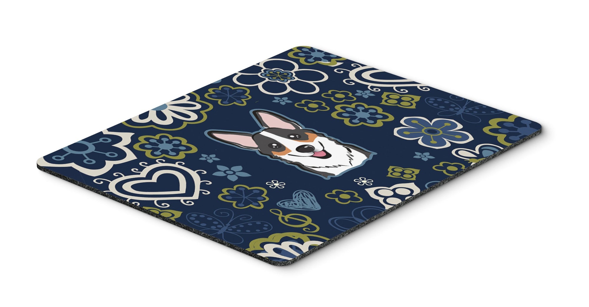 Blue Flowers Tricolor Corgi Mouse Pad, Hot Pad or Trivet BB5106MP by Caroline's Treasures