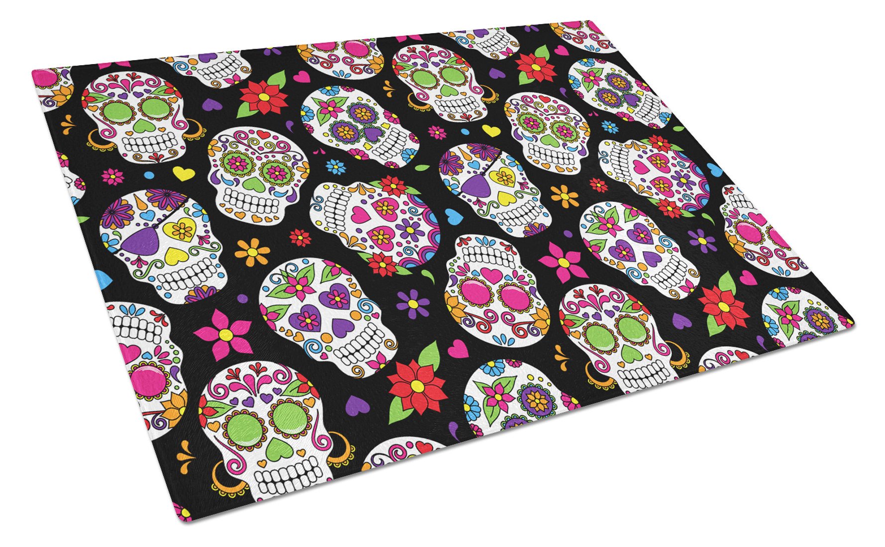 Day of the Dead Black Glass Cutting Board Large BB5116LCB by Caroline's Treasures