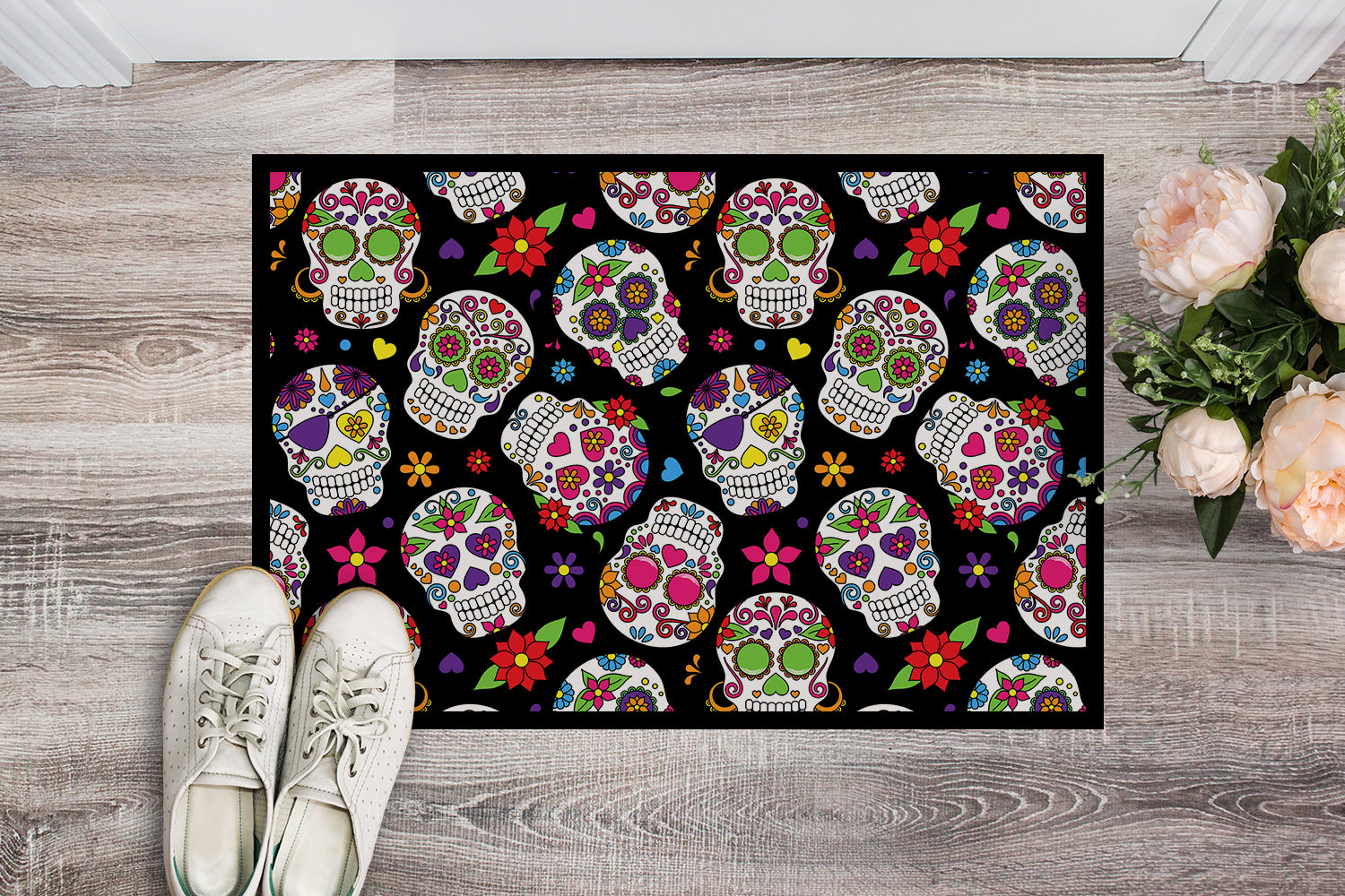 Day of the Dead Black Indoor or Outdoor Mat 18x27 BB5116MAT - the-store.com