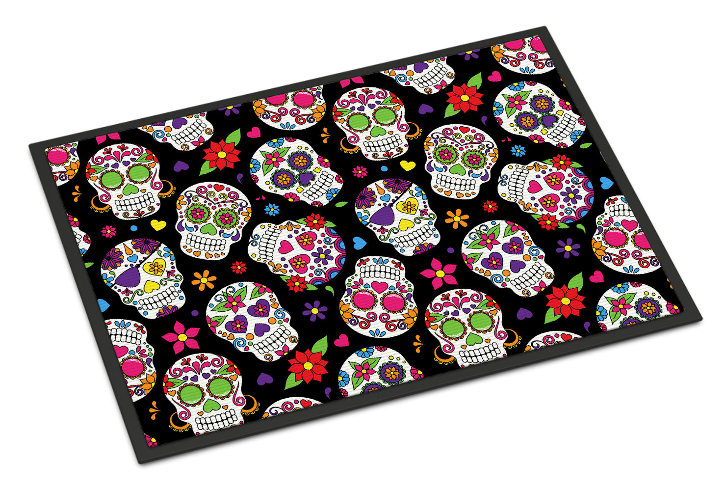 Day of the Dead Black Indoor or Outdoor Mat 18x27 BB5116MAT - the-store.com