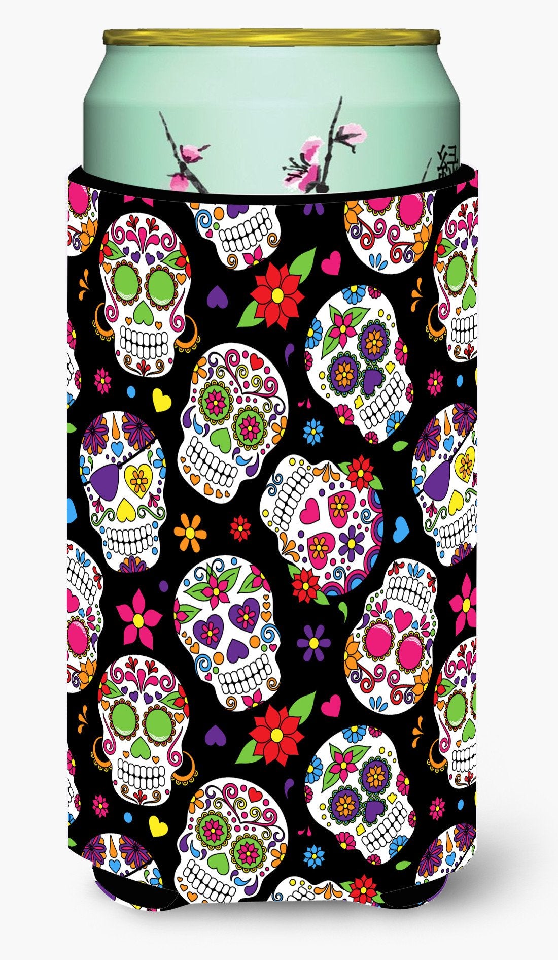 Day of the Dead Black Tall Boy Beverage Insulator Hugger BB5116TBC by Caroline's Treasures