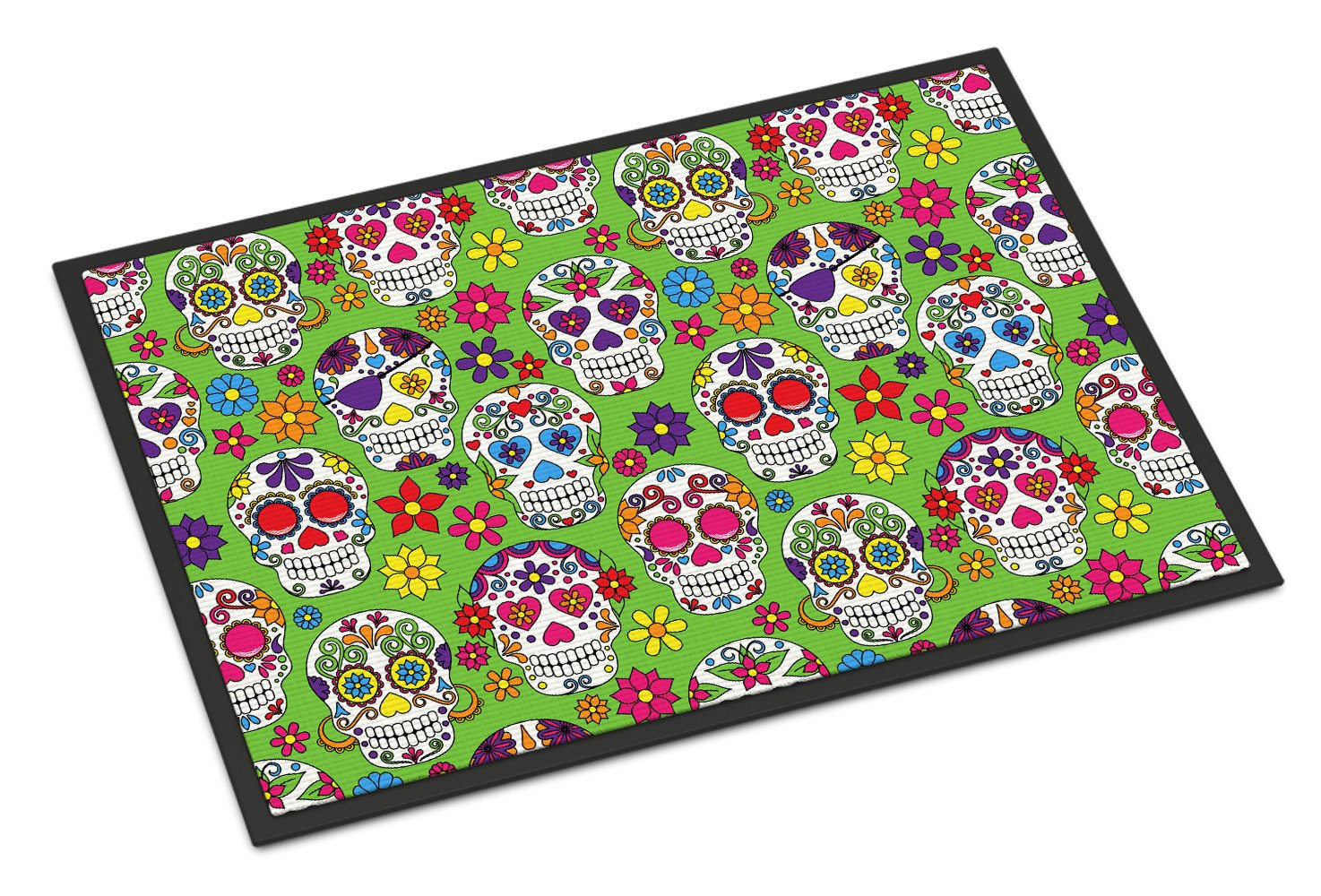 Day of the Dead Green Indoor or Outdoor Mat 24x36 BB5117JMAT by Caroline's Treasures