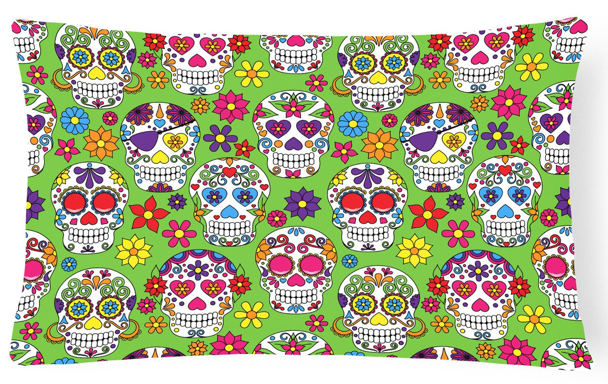 Day of the Dead Green Canvas Fabric Decorative Pillow BB5117PW1216 by Caroline&#39;s Treasures