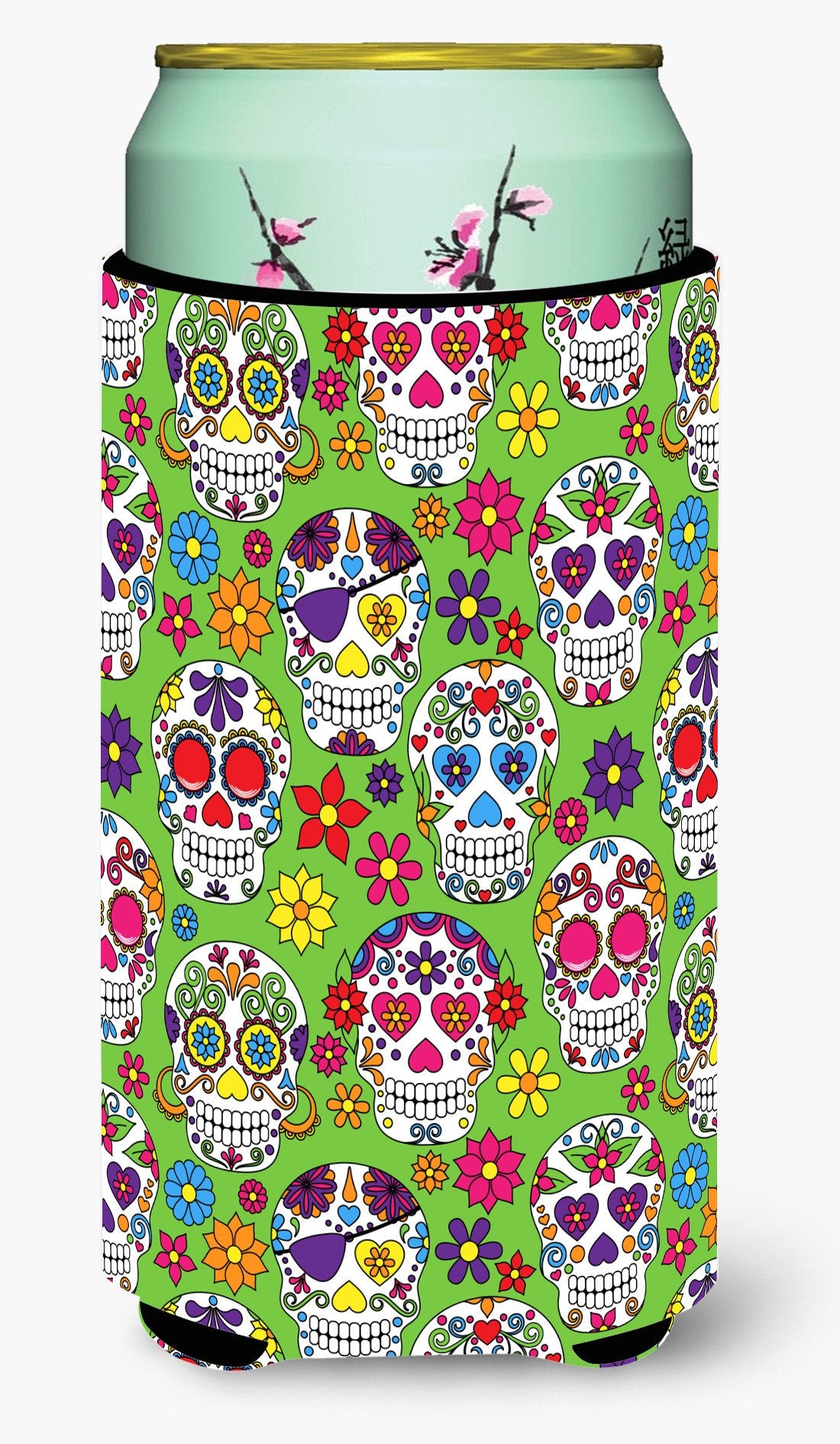 Day of the Dead Green Tall Boy Beverage Insulator Hugger BB5117TBC by Caroline's Treasures