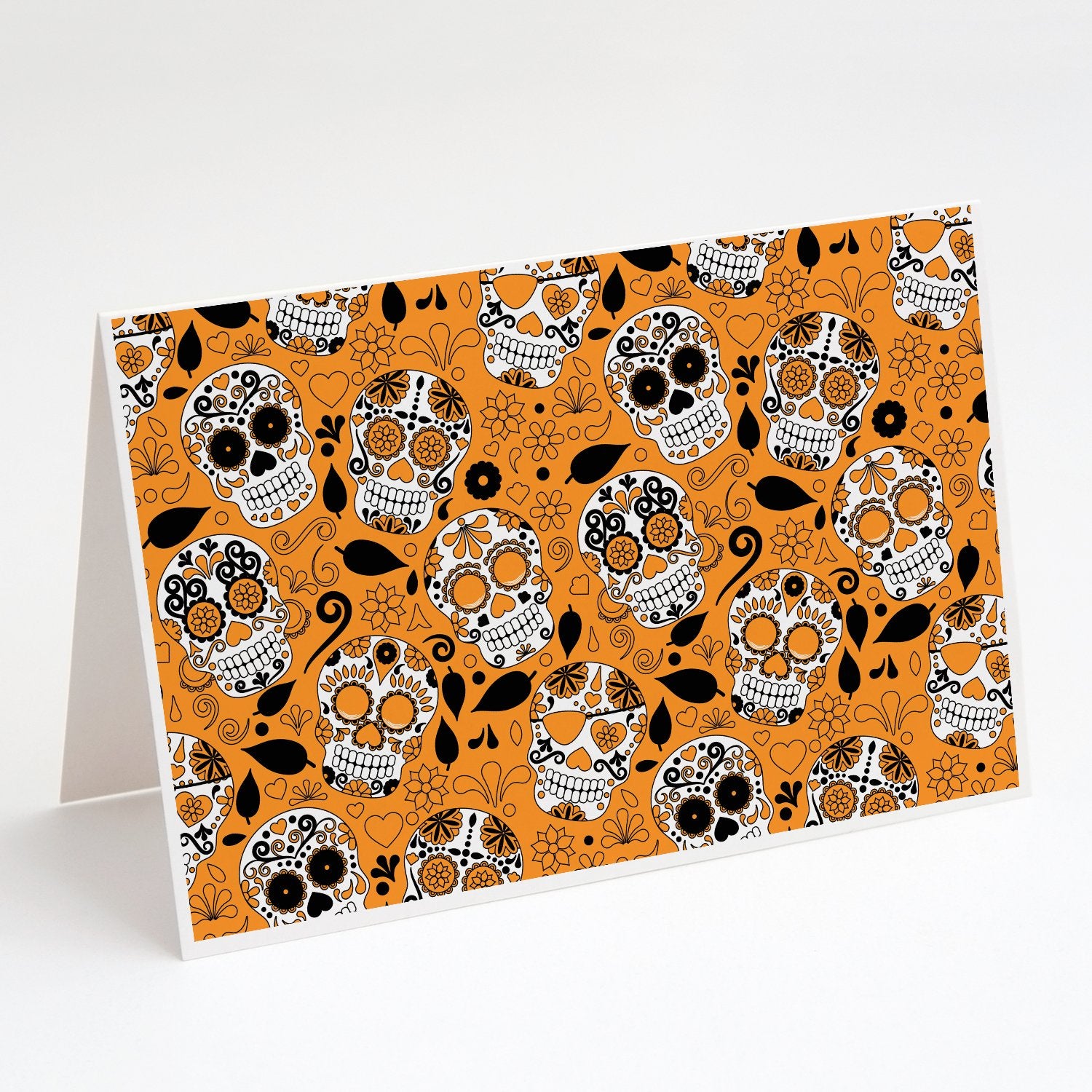 Buy this Day of the Dead Orange Greeting Cards and Envelopes Pack of 8