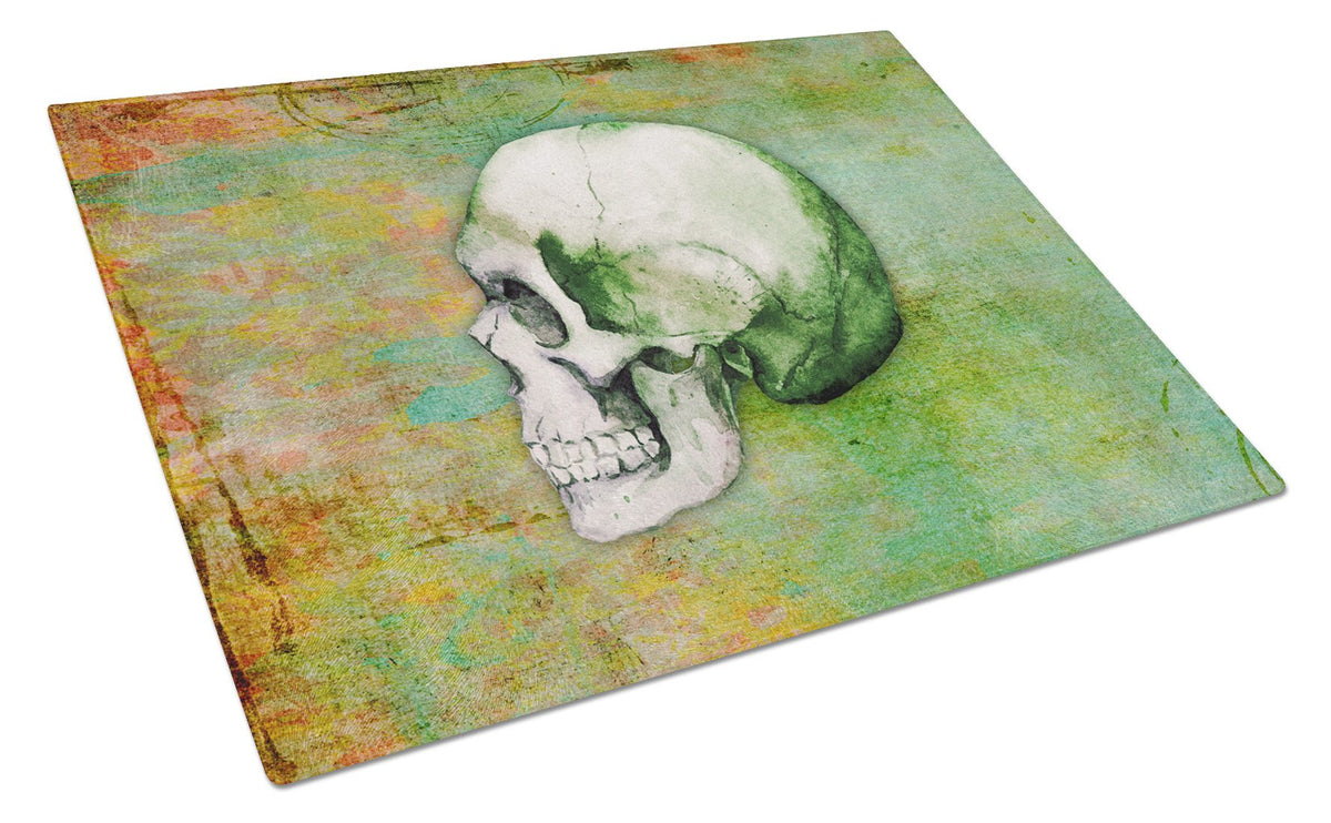 Day of the Dead Green Skull Glass Cutting Board Large BB5122LCB by Caroline&#39;s Treasures