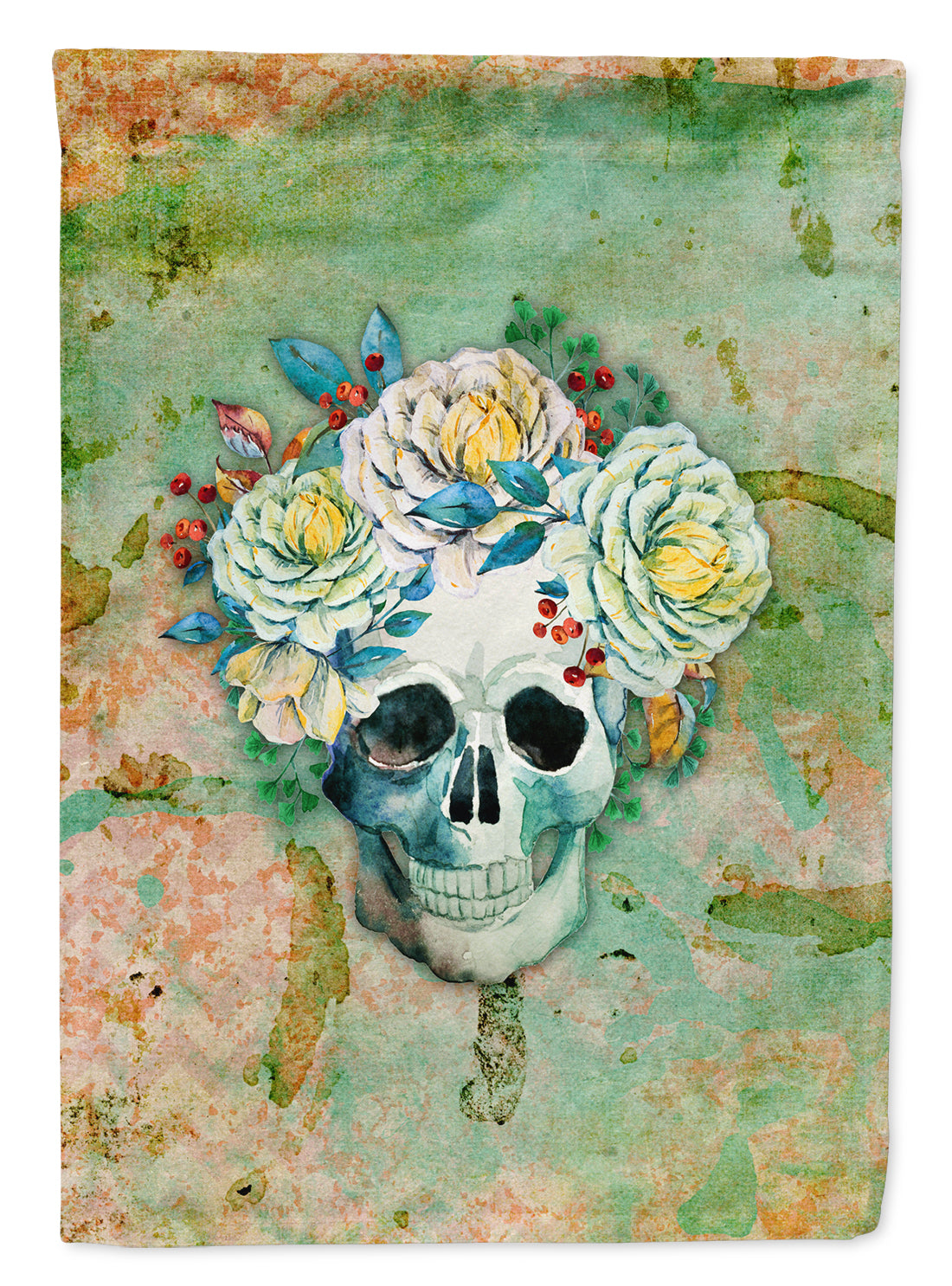 Day of the Dead Skull with Flowers Flag Garden Size BB5124GF  the-store.com.