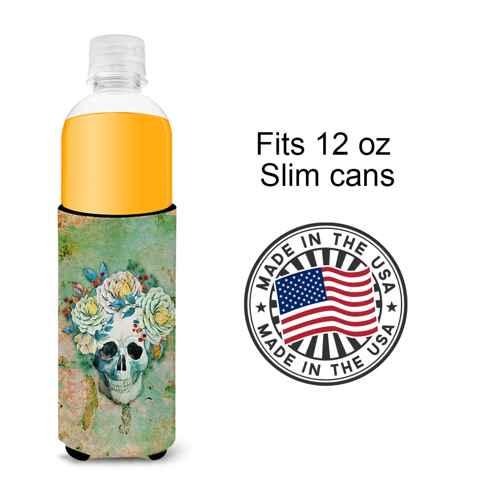 Day of the Dead Skull with Flowers  Ultra Hugger for slim cans BB5124MUK  the-store.com.