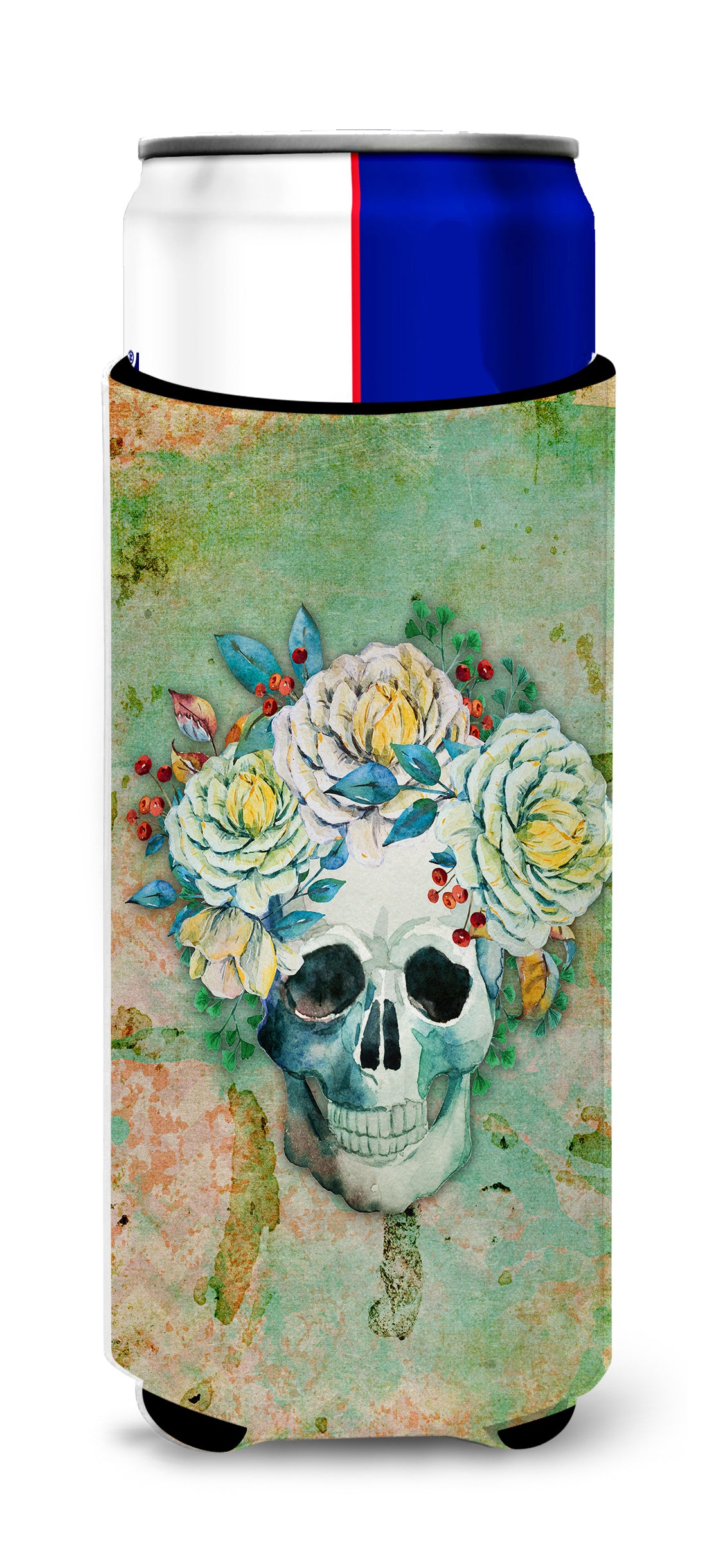 Day of the Dead Skull with Flowers  Ultra Hugger for slim cans BB5124MUK  the-store.com.