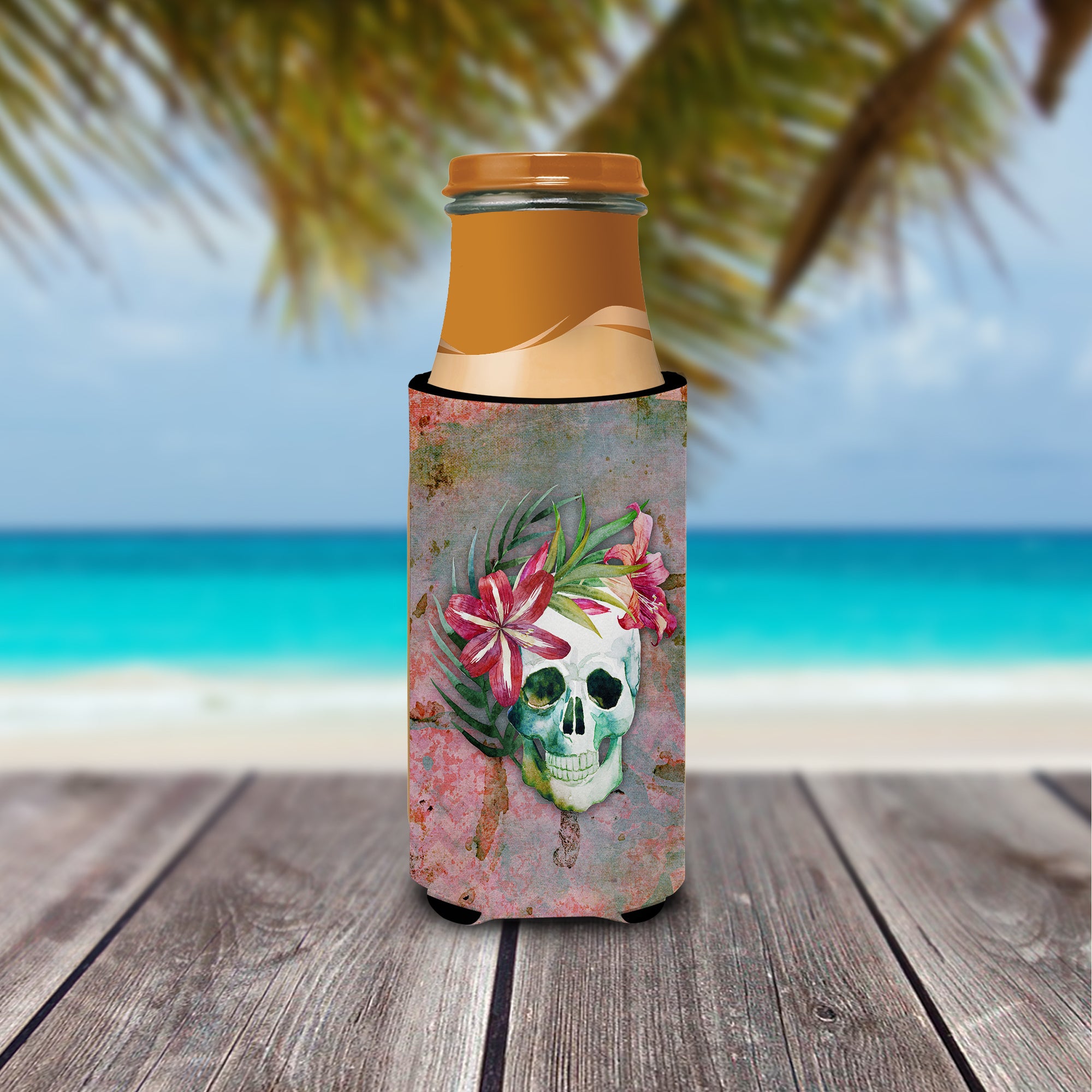 Day of the Dead Skull Flowers  Ultra Hugger for slim cans BB5125MUK  the-store.com.