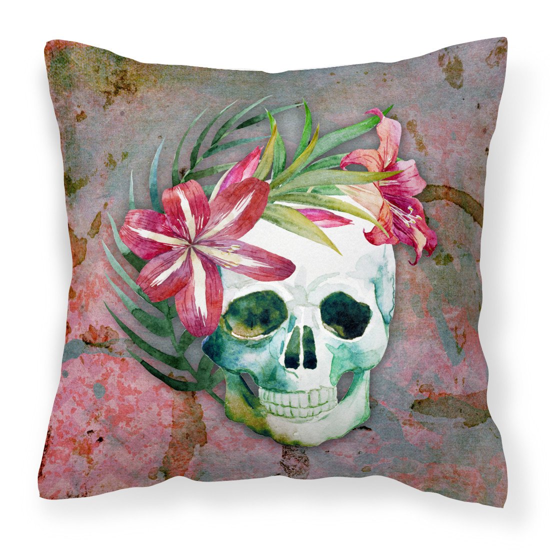 Day of the Dead Skull Flowers Fabric Decorative Pillow BB5125PW1818 by Caroline&#39;s Treasures