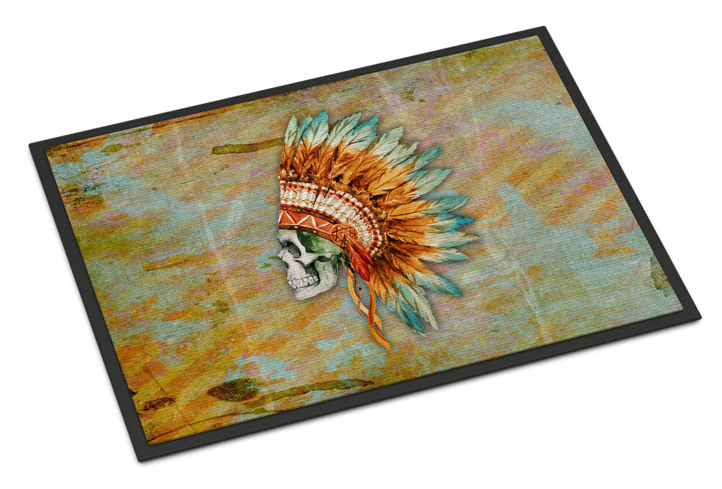 Day of the Dead Indian Skull  Indoor or Outdoor Mat 18x27 BB5127MAT - the-store.com